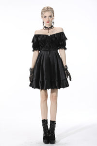 Sexy ruffle off Shoulder velvet dress DW538