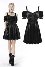 Load image into Gallery viewer, Gothic lady off shoulder velvet black party dress DW541BK