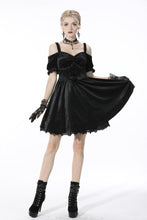 Load image into Gallery viewer, Gothic lady off shoulder velvet black party dress DW541BK