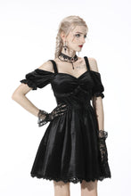 Load image into Gallery viewer, Gothic lady off shoulder velvet black party dress DW541BK