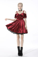 Load image into Gallery viewer, Gothic lady off shoulder velvet wine red party dress DW541RD
