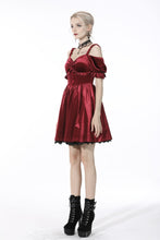 Load image into Gallery viewer, Gothic lady off shoulder velvet wine red party dress DW541RD