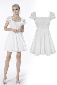 Angelic Beauty white cross chest square neck mini dress DW547