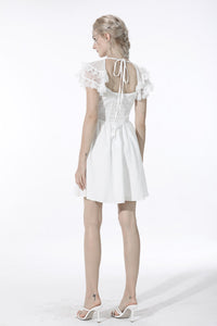 Angelic Beauty white cross chest square neck mini dress DW547