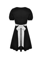 Load image into Gallery viewer, Black lolita white big bow collar dress DW552