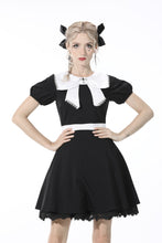 Load image into Gallery viewer, Black lolita white big bow collar dress DW552
