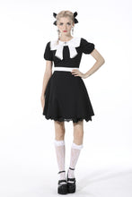 Load image into Gallery viewer, Black lolita white big bow collar dress DW552