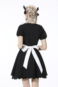 Black lolita white big bow collar dress DW552