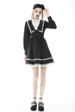 Load image into Gallery viewer, Gothic doll black white fake two pieces preppy dress DW572