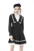 Load image into Gallery viewer, Gothic doll black white fake two pieces preppy dress DW572