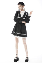 Load image into Gallery viewer, Gothic doll black white fake two pieces preppy dress DW572
