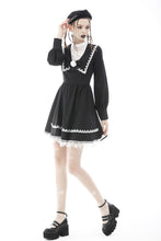 Load image into Gallery viewer, Gothic doll black white fake two pieces preppy dress DW572