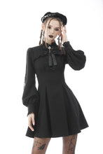 Load image into Gallery viewer, Women ribbon neck tie long-sleeves dress DW574