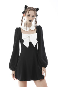 Gothic lolita black white super bowknot dress DW576