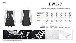 Princess black contrast white lace sexy dress DW577
