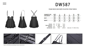 Punk rock side rope pleated strap dress DW587