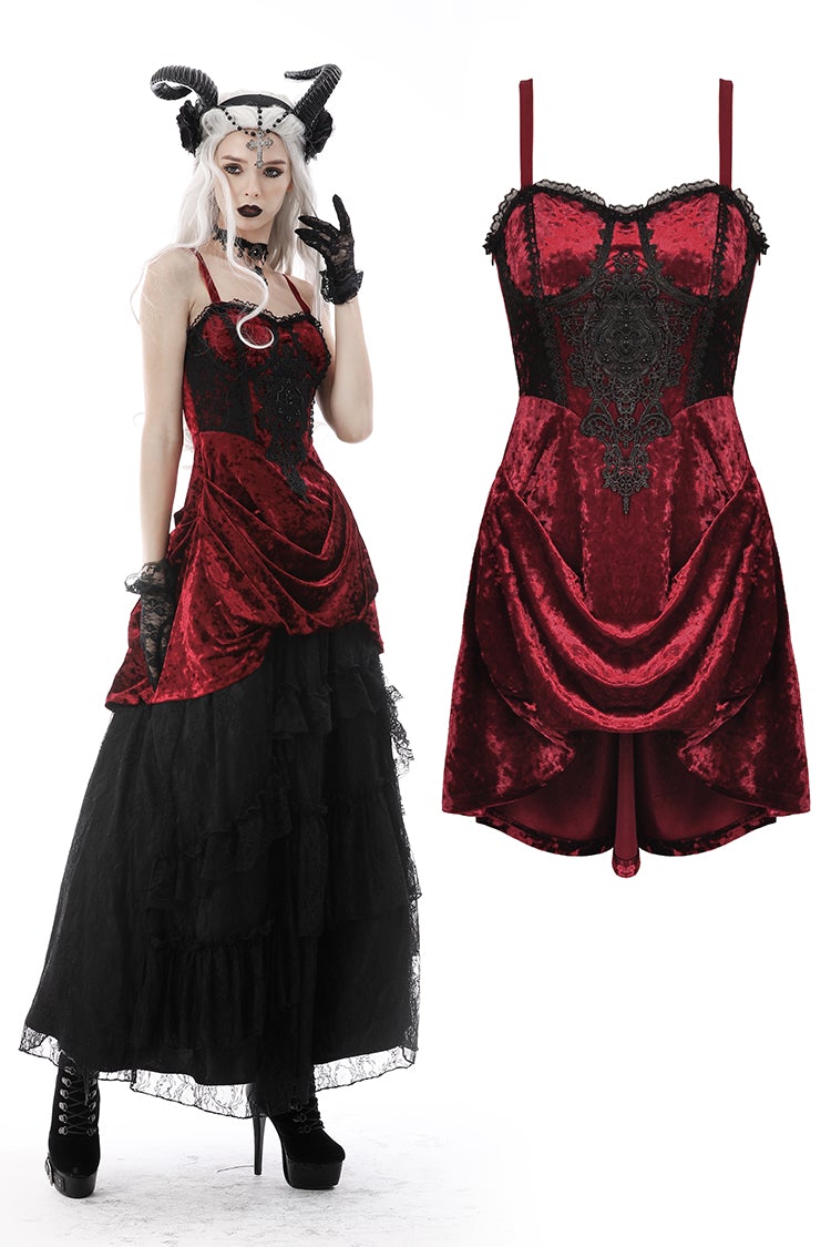 Gothic noble queen wine diamond velvet dress DW589