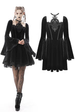 Load image into Gallery viewer, Lost princess square neck black flower halter dress DW594BK