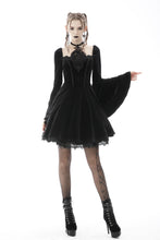 Load image into Gallery viewer, Lost princess square neck black flower halter dress DW594BK