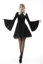 Load image into Gallery viewer, Lost princess square neck black flower halter dress DW594BK