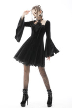 Load image into Gallery viewer, Lost princess square neck black flower halter dress DW594BK
