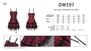 Punk studded plaid layered mini strap dress DW597
