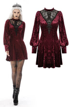 Load image into Gallery viewer, Queen super low lace bust wine velvet dress DW604