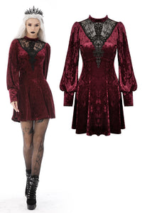 Queen super low lace bust wine velvet dress DW604