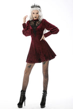 Load image into Gallery viewer, Queen super low lace bust wine velvet dress DW604