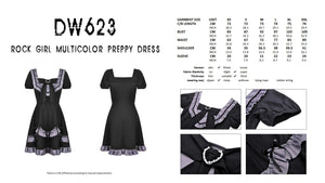 Rock girl multicolor preppy dress DW623