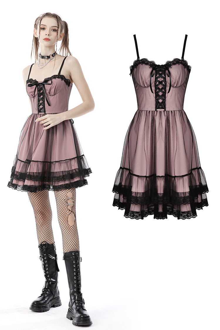 Cool mesh pink doll dress DW626