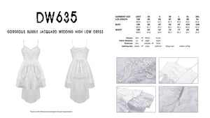 Gorgeous bubble jacquard wedding high low dress DW635