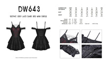 Load image into Gallery viewer, Gothic sexy lace dark red mini dress DW643