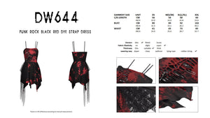 Punk rock black red dye strap dress DW644