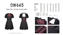 Load image into Gallery viewer, Gothic doll lace red in black dress DW645