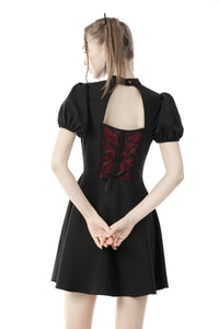 Gothic doll lace red in black dress DW645
