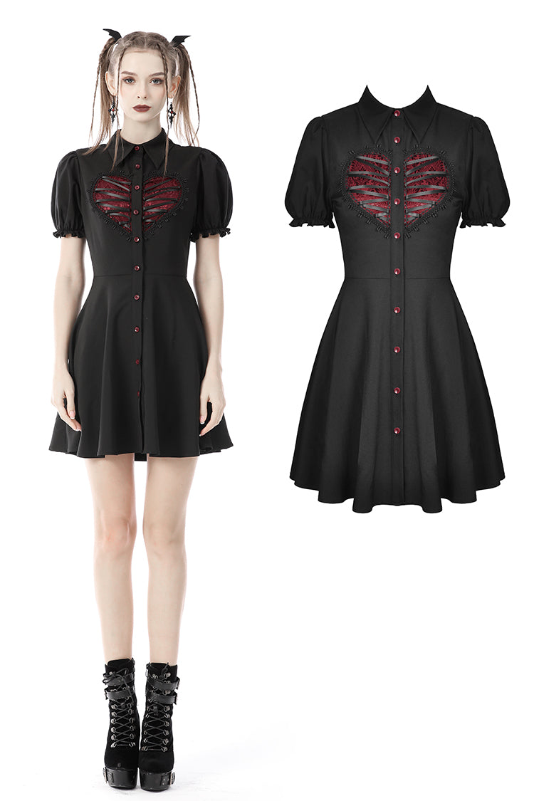 Gothic rope red heart button dress DW646 – DARK IN LOVE