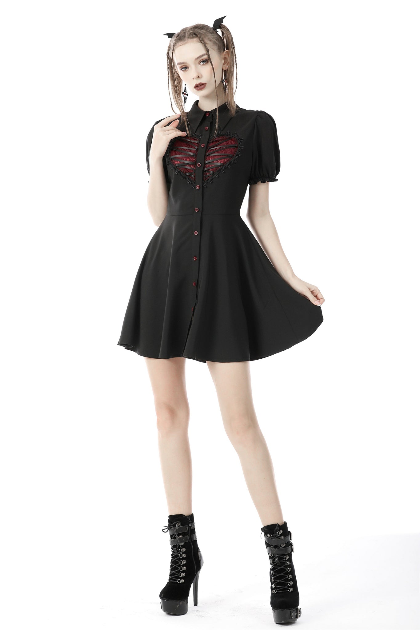 Gothic rope red heart button dress DW646 DARK IN LOVE Gothic rope red heart button dress DW646 DARK IN LOVE