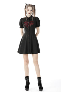 Gothic rope red heart button dress DW646