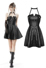 Load image into Gallery viewer, Punk cool bag-chest leatherette halter dress DW652