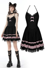 Load image into Gallery viewer, Black pink sexy doll chiffon strap dress DW654