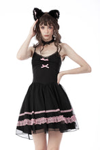 Load image into Gallery viewer, Black pink sexy doll chiffon strap dress DW654