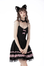 Load image into Gallery viewer, Black pink sexy doll chiffon strap dress DW654