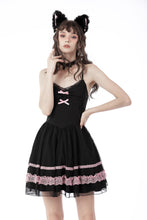 Load image into Gallery viewer, Black pink sexy doll chiffon strap dress DW654