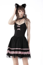 Load image into Gallery viewer, Black pink sexy doll chiffon strap dress DW654