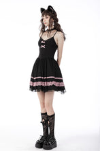 Load image into Gallery viewer, Black pink sexy doll chiffon strap dress DW654