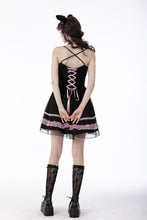 Load image into Gallery viewer, Black pink sexy doll chiffon strap dress DW654
