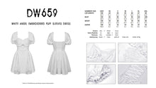 Load image into Gallery viewer, White angel embroidered puff sleeves dress DW659