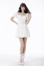 Load image into Gallery viewer, White angel embroidered puff sleeves dress DW659
