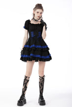 Load image into Gallery viewer, Gothic lolita black blue frilly doll dress DW660